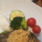 キッチン ブルー グローブ - 備え付け野菜のアップ