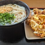 こだわり麺や - 料理写真:かけ中＋鯛ちく天・かき揚げ・とり天