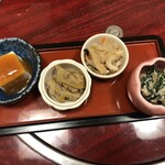 茂里寿司 - 柚子味噌の奴・鮪の煮付・切干大根・白和え