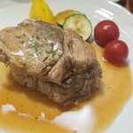 キッチン ブルー グローブ - 反対側から、蜂蜜とブラッドオレンジのソースはタップリ！！