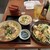 我部祖河食堂 - 料理写真:元祖・ソーキそば(大)、野菜チャンプルー単品、ジューシー、さんぴん茶