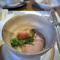 グランカフェ - ◆明太子ラーメンの実演がありましたので、頂いてみました。 麺は3口ほどで若干伸びてましたけれど、スープは美味しい。