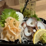 みなと 刺身専門店 2号店 - 白みる貝、たこのQばん