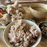 Nemunoki Shokudou - 名前は定かではないですが、塩唐揚げ定食だったかな・・・1100円だったかな・・・玄米ご飯、白ごはん、炊き込みご飯から選べました。