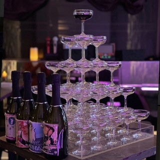 reserved party "extra large champagne tower" service