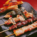 Assortment of 5 colors Yakitori (grilled chicken skewers)