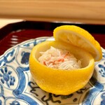 多仁本 - 松葉蟹の飯蒸しの柚子釜　蟹の旨味が堪らない！