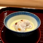 多仁本 - 虎河豚白子の玉締め　焼きたて白子と冷たい玉締めが口の中に広がります。