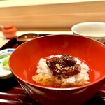 多仁本 - 鰻の佃煮　ほうじ茶茶漬け　かっ込みました。