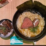 牛骨白湯ラーメン Azuma - 牛白湯ラーメンとミニステーキ丼¥1100内