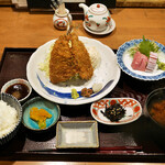 Kaminoge Uokou - 限定5食 アジフライ定食（アジ一尾+ミニ刺身）¥2,000