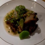 おかもと - 揚げ鮑、淀大根、堀川牛蒡、タラの芽、芹