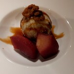 おかもと - 甘味（ラムレーズンヨーグルト、リンゴの赤ワイン煮）