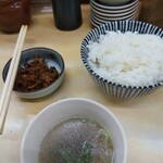 山庄 - ご飯、スープ、めんたい高菜