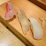 千寿司 - 金目鯛・平目昆布〆・いか