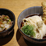 うどんや 匠 - 定食（ぶっかけ、とり天、塩こんぶと枝豆のまぜご飯）