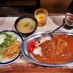 レストラン ポパイ - カレーライス￥550（ライス、サラダ、みそ汁、スパゲティー付き）