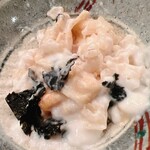 木挽町 とも樹 - 混ぜ混ぜしてトラフグ白子の和風リゾット仕立てに変化