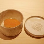 新ばし 星野 - 「先付」唐墨の飯蒸し