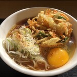 Irori An Kiraku - かき揚げ天玉そば(650円)