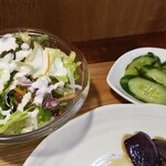 キッチン ブルー グローブ - さらだ、お新香のアップ