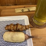 Yakitori Miyaya - 皮とチーズつくねと緑茶ハイ