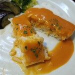 キッチン ブルー グローブ - その断面、ソースが多いです