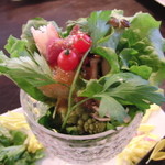 うなぎ屋酒坊・画荘 越後屋 - ８０００円コース（豪華な前菜）　※カニやクラゲ、ロマネスクのサラダ