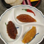 Misogura Tamayura - 定番の三種のお味噌　写真忘れたけど、お野菜と一緒に