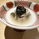 Sushi Ebisu Kourin - 北海道の牡蠣のシャンパーニュソースと自家製海苔の佃煮