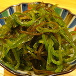 旬味ひげ - 2013.12有機生ピーマンと塩昆布の和え物