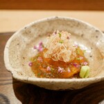 虎白 - 「冷物」軽く焼いたとら河豚、ジュレ掛け、鮟肝