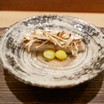 虎白 - 「焼物」喉黒焼き松茸乗せ、銀杏 2020年10月