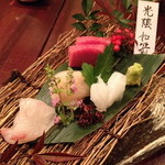 和食　貴山 - 本日のお造り　あおりいか・帆立・天然平目・本鮪２０１３年１２月