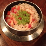和食　貴山 - 〆の釜飯「蟹」赤だしと香の物付き２０１３年１２月