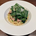 Homemade bacon and spinach peperoncino