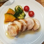 キッチン ブルー グローブ - 上から、彩り鮮やか、海老ずくしです！