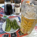 高松食堂 - 枝豆、生ビール小