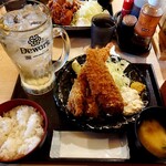 Masaya Shokudou - 大海老フライ&サーモンフライ定食にメガハイボールのランチ