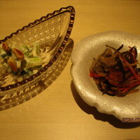 鮨 華 - セリの白和え、松前漬け