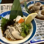 魚屋 - 生牡蠣(ポン酢)   白ばい貝旨煮
