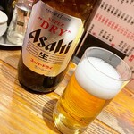 もつ焼き 大統領 - ビール大瓶（スーパードライ）