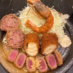 牛かつと海鍋 平田 - 揚げ物盛合せ