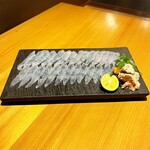 いざかや しん - 事前にリクエストさせて頂いた『カワハギ肝付薄造り』です(o^^o)冬の肝パンは最高です！！