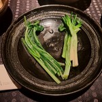 瀬里奈 - しゃぶしゃぶのスープで調理した庄内浅葱と、壬生菜です。