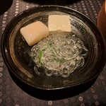 瀬里奈 - しゃぶしゃぶのスープで調理した餅、くずきり、豆腐です。