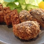 とんかつ武蔵 - 2013.12.15 とんかつ(ロース)定食とエビ椎茸定食をふたりで半分こ♪