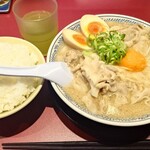 丸源ラーメン - 味玉肉そば 麺大盛り＋肉ダブル ご飯(大)