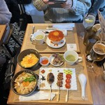 Koube Yakitori Sutando Nonotori - こぼれいくらTKG定食¥1,980 / 産地播州地卵のたまごかけご飯と親子丼¥2,200