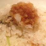 木古里 - 大根おろしと醤油をかけて。ぶりの旨みがジュワーっとごはんに広がっています。